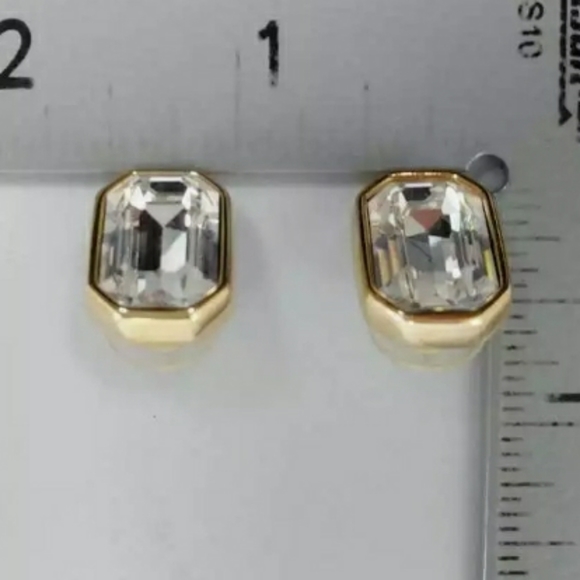 GENUINE SIGNED SWAROVSKY 🦢 PIERCED EARRINGS gold ✨️ - Picture 4 of 9